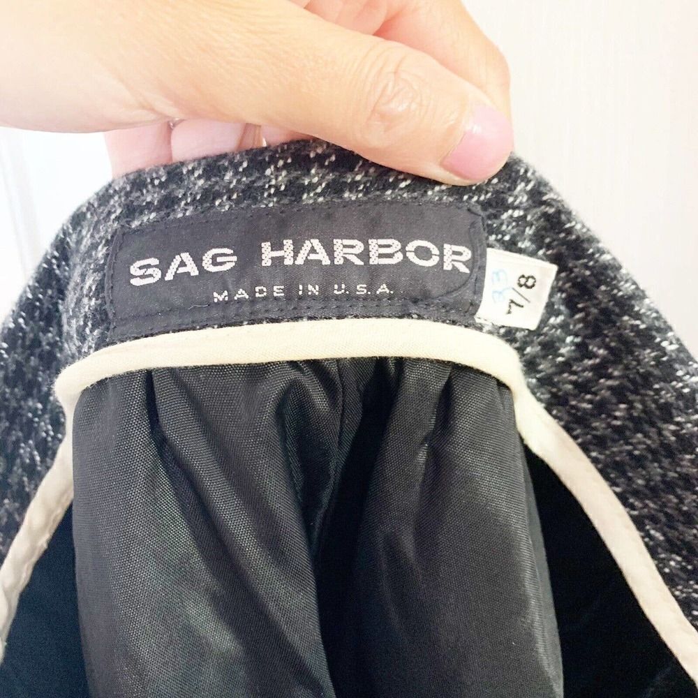 Vintage Sag Harbor Grey Houndstooth Plaid Wool Midi Pencil Skirt Women’s Size 0 - Picture 7 of 11